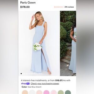 Show Me Your MuMu Paris Gown, Steel Blue Stretch, Size Small